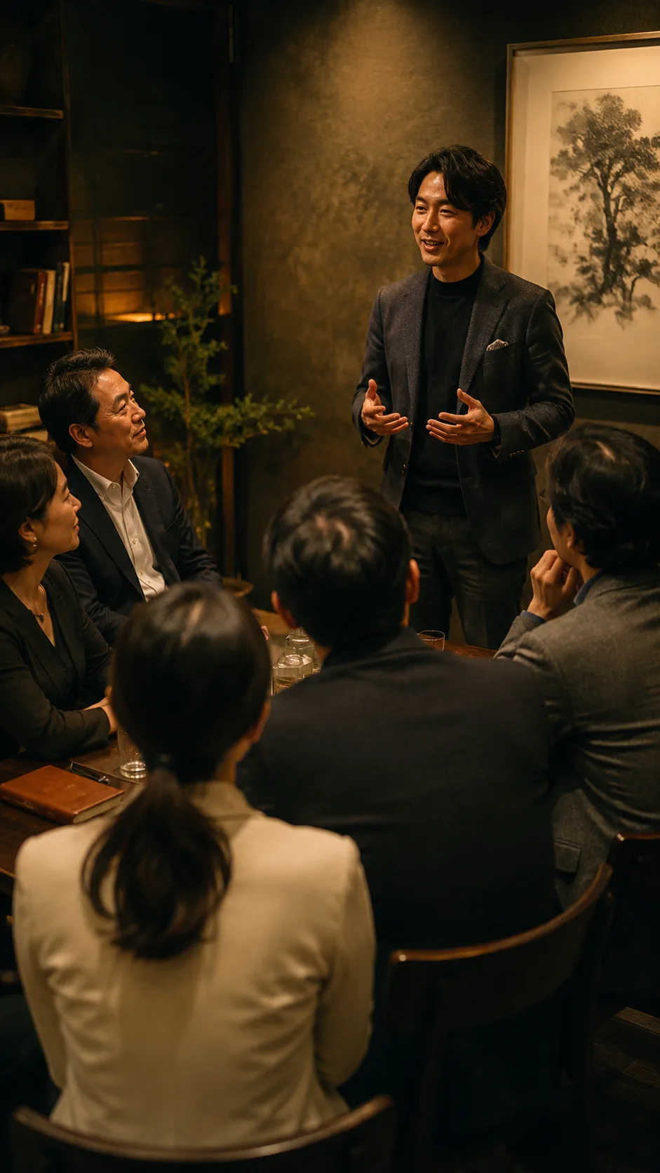 暗い工房で、一つの真鍮の部品だけが炉の光を受けて仕上げられていく、業務に合わせて鍛える専用システムのイメージ